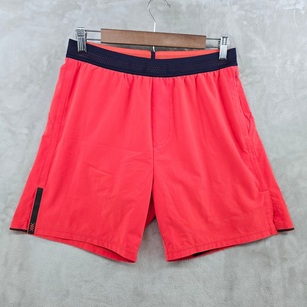 Rhone Mako Shorts Mens Medium Red 7 Inch Inseam Lined Athletic Gym Workout